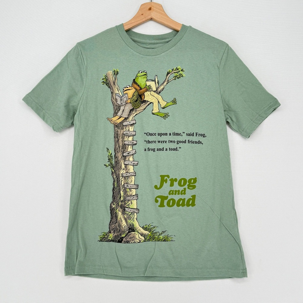Old Navy Frog and Toad Graphic Tee Women XS Sage Green Cottagecore Nature NEW